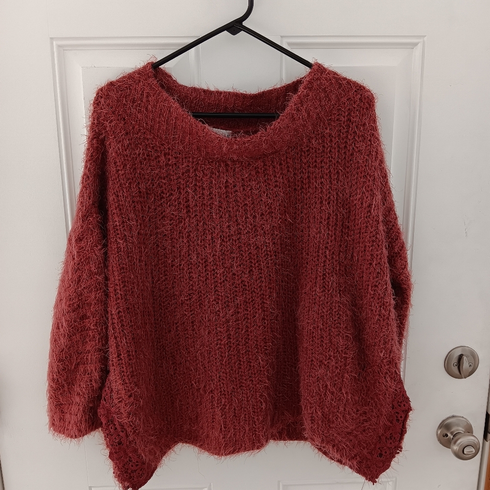 Oversized Red Crew Neck Sweater